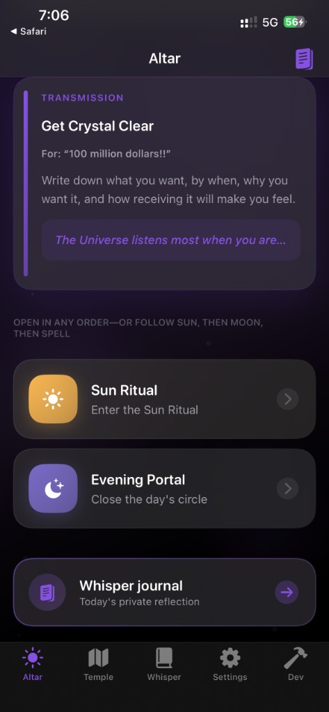 Altar ritual cards
